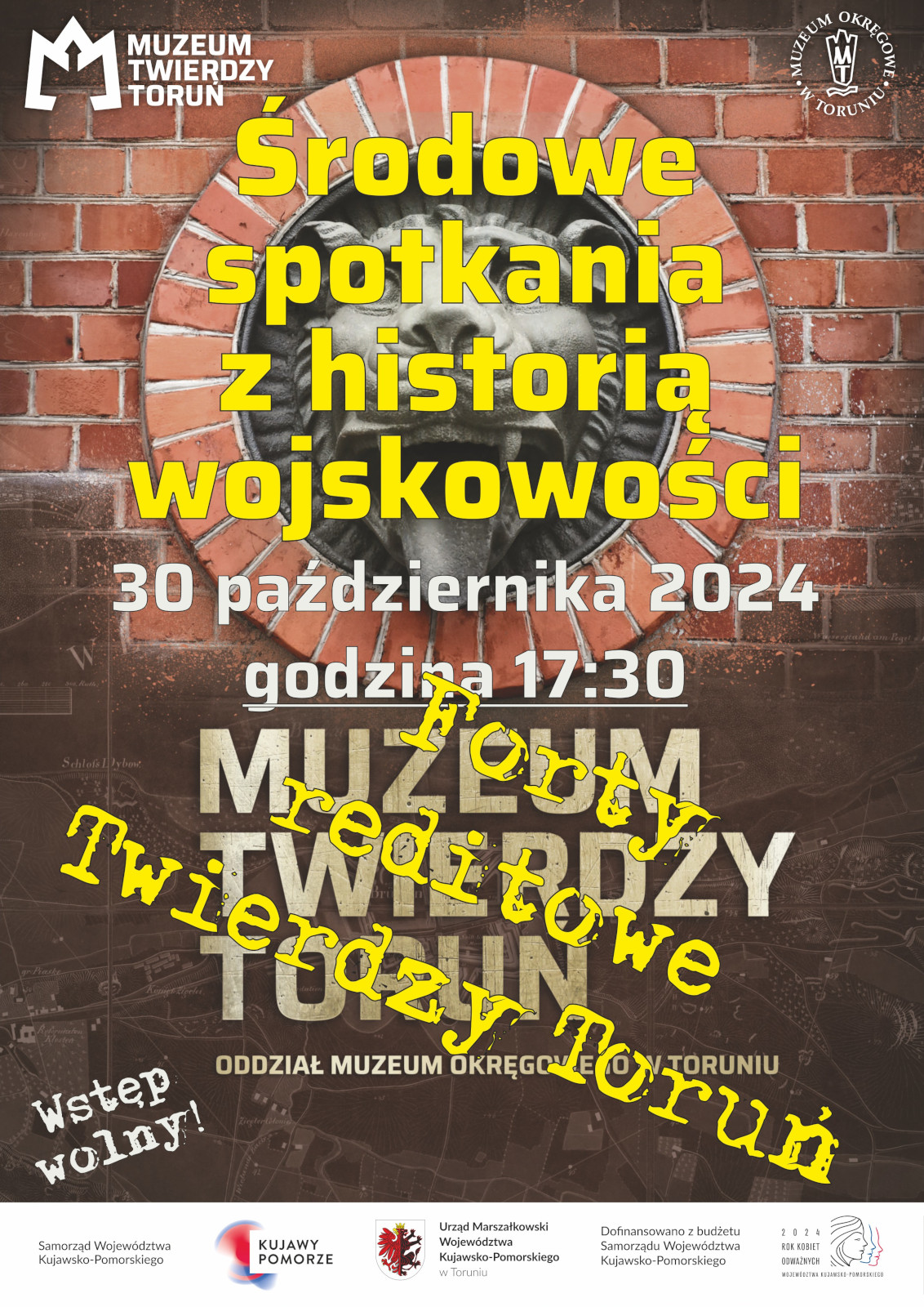 Plakat na którym jest napisane Środowe spotkanie z historią wojskowości 30 października 2024 roku, wstęp wolny