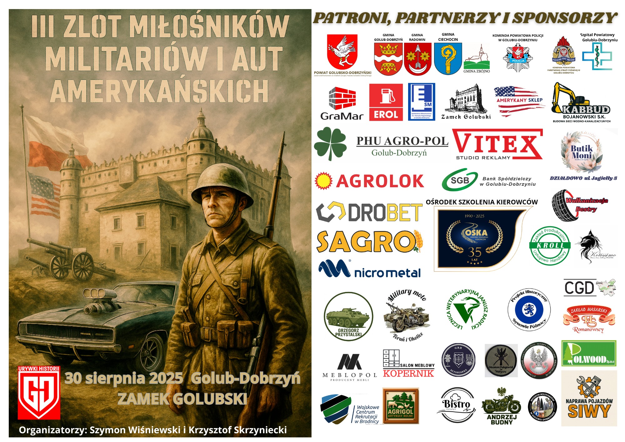 III Zlot miłośników militariów i aut amerykańskich w Golubiu–Dobrzyniu (30 sierpnia 2025 r.)