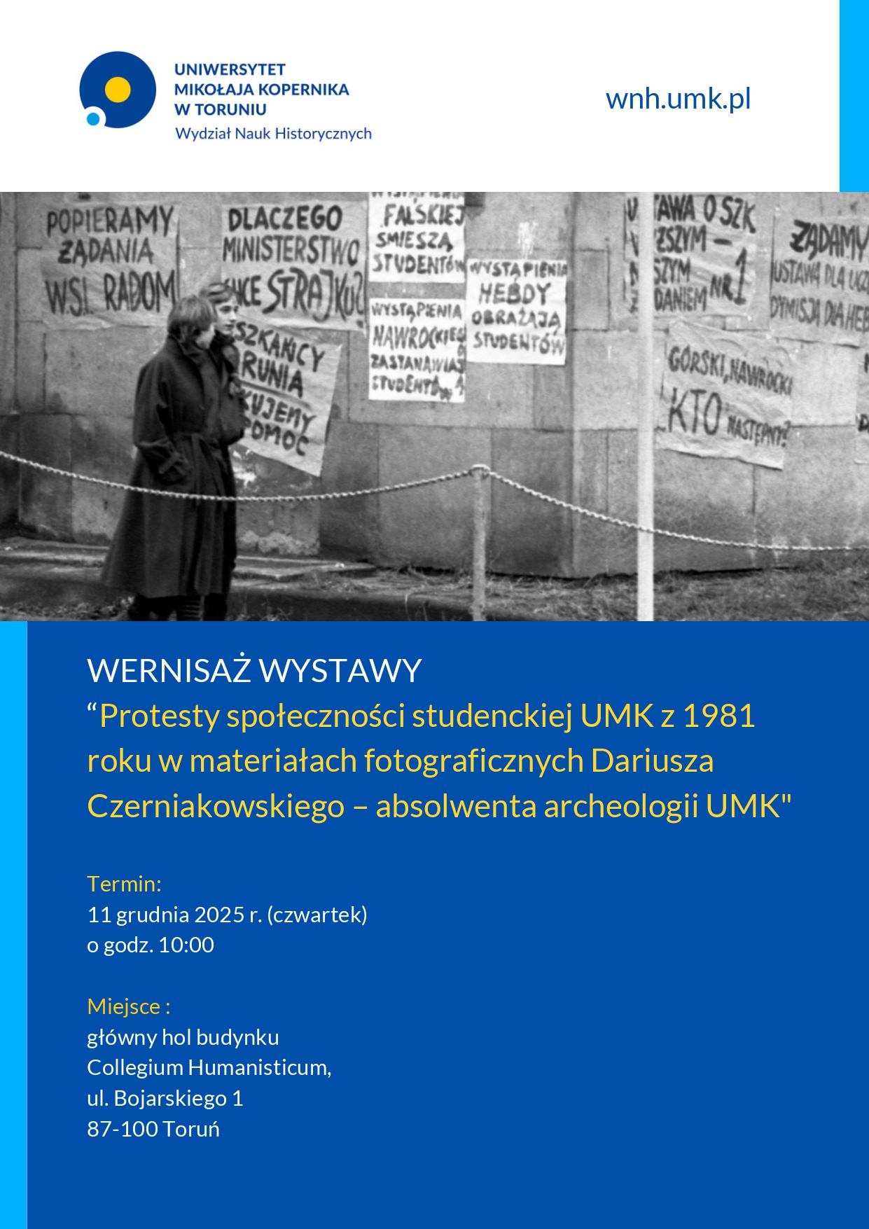 Zaproszenie na wernisaż wystawy pt. 